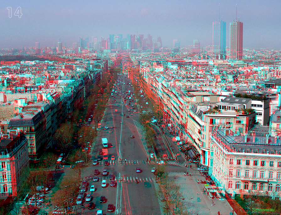  <b> Al fondo  'LA  DEFENSA'</b> ,  en el centro: avda.  de  la  GRANDE  ARM�E , tomado  desde el  Arco  del  Triunfo .